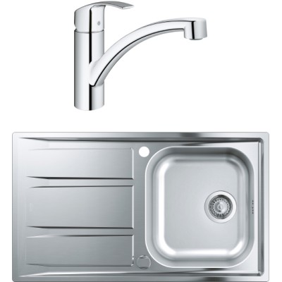 Комплект  Мойка кухонная Grohe K400 31566SD0 + Смеситель Grohe Eurosmart 30260002 для кухонной мойки