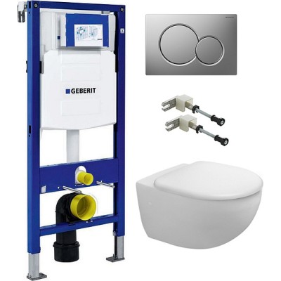 Комплект Инсталляция Geberit Duofix UP320 с кнопкой матовый хром + Унитаз Duravit Architec с микролифтом