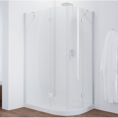 Душевой уголок Vegas Glass AFS-F 110*100 01 01 L профиль белый, стекло прозрачное