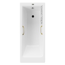 Чугунная ванна Vinsent Veron Tampa 170x70x42 с квадратными золотыми ручками