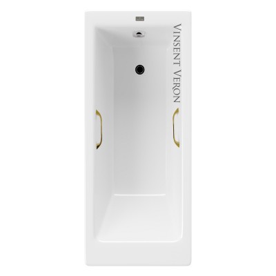 Чугунная ванна Vinsent Veron Tampa 170x70x42 с квадратными золотыми ручками
