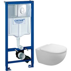 Комплект Инсталляция Grohe Rapid SL 3 в 1 с кнопкой хром + Унитаз Duravit Architec с микролифтом 