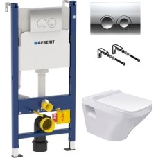Комплект Инсталляция Geberit Duofix Delta 3 в 1 с кнопкой хром + Унитаз Duravit DuraStyle с микролифтом 