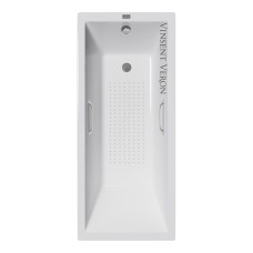 Чугунная ванна Vinsent Veron Square 140x70x45 с квадратными ручками цвет никель и антискользящим покрытием