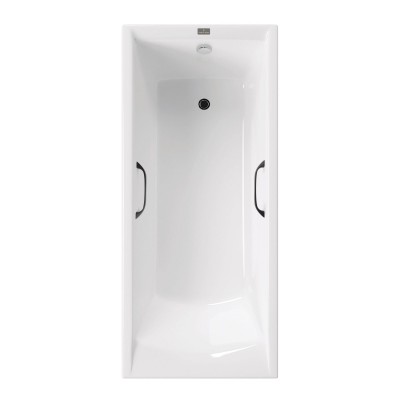 Чугунная ванна Vinsent Veron Devon 190x80x45 с квадратными черными матовыми ручками