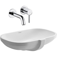 Комплект  Смеситель Kludi Bozz 382440576 для раковины + Рукомойник Duravit D-Code 0338490000 встраиваемый 