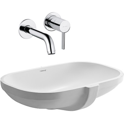 Комплект  Смеситель Kludi Bozz 382440576 для раковины + Рукомойник Duravit D-Code 0338490000 встраиваемый