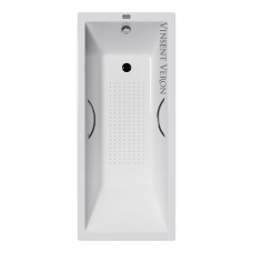 Чугунная ванна Vinsent Veron Square 170x75x45 с хромированными ручками и антискользящим покрытием