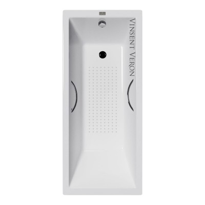 Чугунная ванна Vinsent Veron Square 170x75x45 с хромированными ручками и антискользящим покрытием