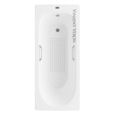 Чугунная ванна Vinsent Veron Soissons 170x70x42 с квадратными ручками цвет никель и антискользящим покрытием