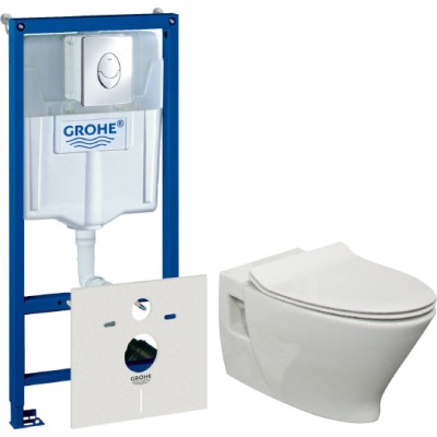 Комплект Инсталляция Grohe Rapid SL 4 в 1 с кнопкой смыва + Унитаз Sanitana Pop Art с микролифтом + Шумоизоляция