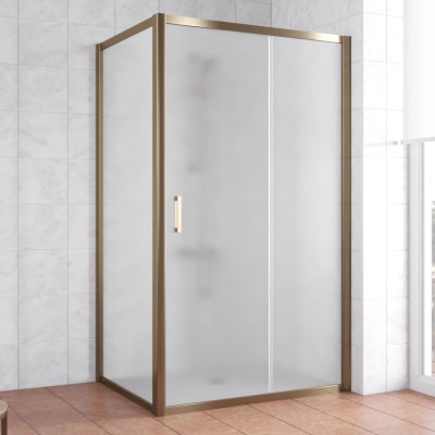 Душевой уголок Vegas Glass ZP+ZPV 100*90 05 10 профиль бронза, стекло сатин