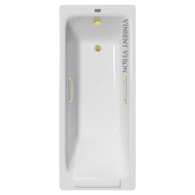 Чугунная ванна Vinsent Veron Italon 170x70x45 с квадратными ручками матовое золото