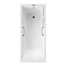Чугунная ванна Vinsent Veron Devon 180x75x45 с квадратными хромированными ручками