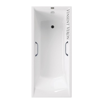 Чугунная ванна Vinsent Veron Devon 180x75x45 с квадратными хромированными ручками