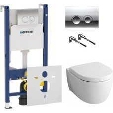 Комплект Инсталляция Geberit Duofix Delta 3 в 1 с кнопкой хром + Унитаз Keramag iCon безободковый + Шумоизоляция 