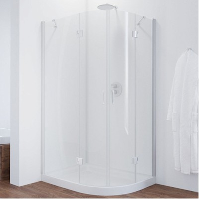 Душевой уголок Vegas Glass AFS-F 120*80 01 01 L профиль белый, стекло прозрачное