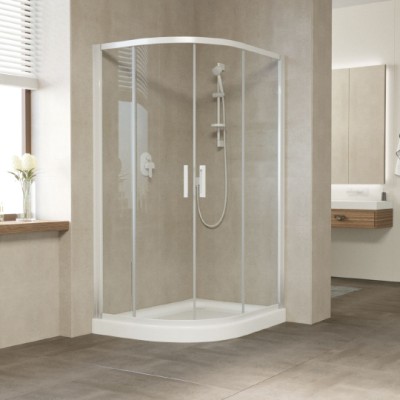 Душевой уголок Vegas Glass ZS-F 120*90 01 01 профиль белый, стекло прозрачное