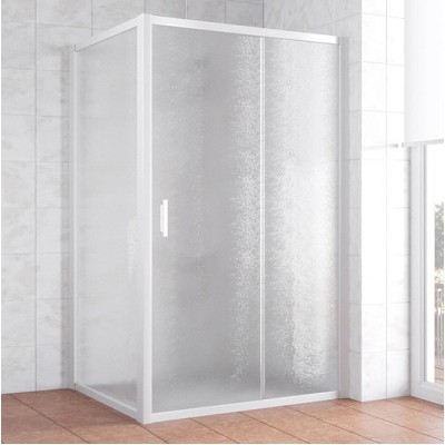 Душевой уголок Vegas Glass ZP+ZPV 120*100 01 02 профиль белый, стекло шиншилла