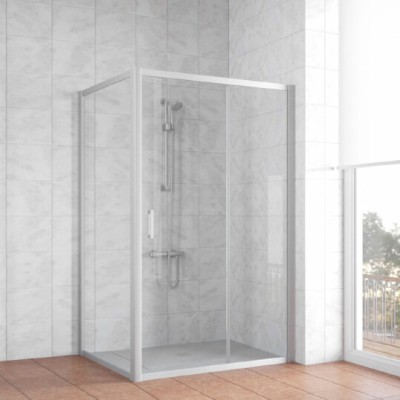 Душевой уголок Vegas Glass ZP+ZPV 120*100 07 01 профиль матовый хром, стекло прозрачное