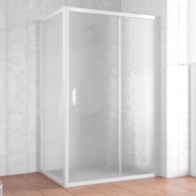 Душевой уголок Vegas Glass ZP+ZPV 140*70 01 02 профиль белый, стекло шиншилла