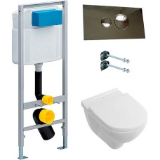 Комплект Инсталляция Viega Eco plus с кнопкой хром + Унитаз Villeroy & Boch O'Novo безободковый 