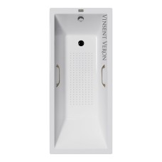 Чугунная ванна Vinsent Veron Square 140x70x45 с квадратными бронзовыми ручками и антискользящим покрытием