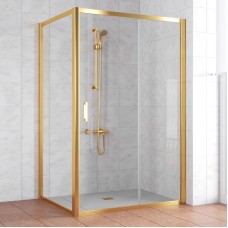 Душевой уголок Vegas Glass ZP+ZPV 140*80 09 01 профиль золото, стекло прозрачное 