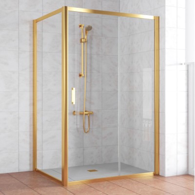 Душевой уголок Vegas Glass ZP+ZPV 140*80 09 01 профиль золото, стекло прозрачное