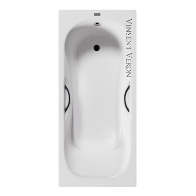 Чугунная ванна Vinsent Veron Aura 170x70x42 с дугообразными черными матовыми ручками