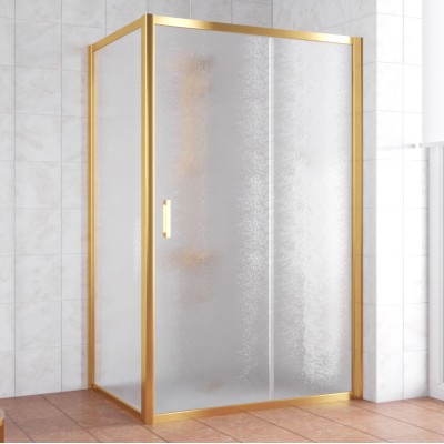 Душевой уголок Vegas Glass ZP+ZPV 140*70 09 02 профиль золото, стекло шиншилла