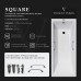 Чугунная ванна Vinsent Veron Square 170x75x45 с квадратными хромированными ручками и антискользящим покрытием