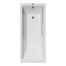 Чугунная ванна Vinsent Veron Square 170x75x45 с квадратными ручками оружейная сталь