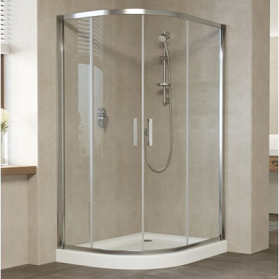 Душевой уголок Vegas Glass ZS-F 120*100 08 01 профиль глянцевый хром, стекло прозрачное