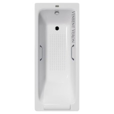 Чугунная ванна Vinsent Veron Italon 170x70x45 с квадратными хромированными ручками и антискользящим покрытием