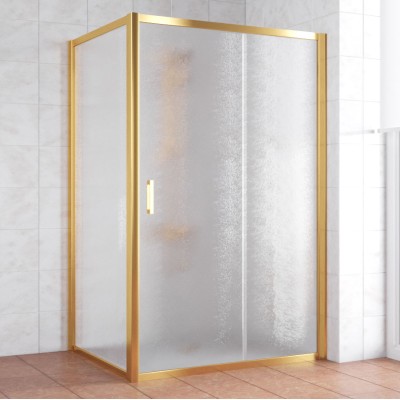 Душевой уголок Vegas Glass ZP+ZPV 140*90 09 02 профиль золото, стекло шиншилла