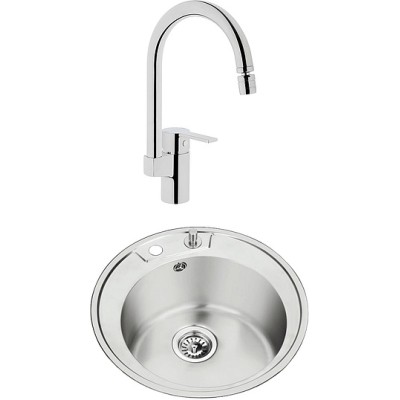 Комплект  Мойка кухонная Oulin OL-R510 + Смеситель VitrA Fold S Sink Mixer A42155EXP для кухонной мойки