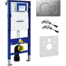 Система инсталляции для унитазов Geberit Duofix UP320 111.300.00.5 с кнопкой смыва матовый хром, шумоизоляцией и креплениями 