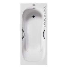 Чугунная ванна Vinsent Veron Aura 180x80x45 с дугообразными черными матовыми ручками