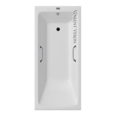 Чугунная ванна Vinsent Veron Kingston 180x80x50 с квадратными хромированными ручками