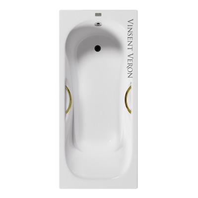 Чугунная ванна Vinsent Veron Aura 170x75x42 с дугообразными золотыми ручками