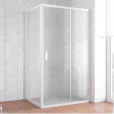 Душевой уголок Vegas Glass ZP+ZPV 100*90 01 02 профиль белый, стекло шиншилла 