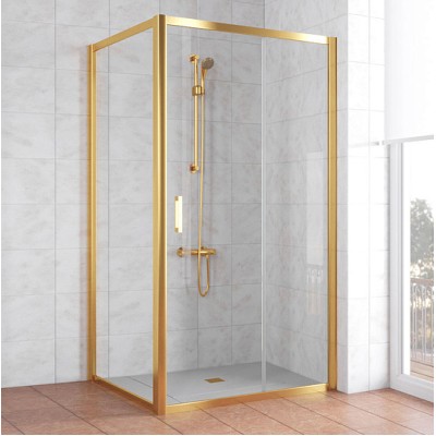 Душевой уголок Vegas Glass ZP+ZPV 100*100 09 01 профиль золото, стекло прозрачное