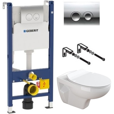 Комплект Инсталляция Geberit Duofix Delta 3 в 1 с кнопкой смыва + Унитаз Sanitana Munique с микролифтом