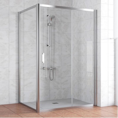 Душевой уголок Vegas Glass ZP+ZPV 140*100 08 01 профиль глянцевый хром, стекло прозрачное