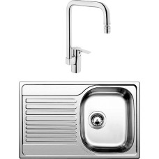 Комплект  Мойка кухонная Blanco Tipo 45 S Compact сталь полированная + Смеситель VitrA Single sink mixer A42388EXP для кухонной мойки 