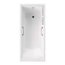 Чугунная ванна Vinsent Veron Devon 180x75x45 с квадратными бронзовыми ручками и антискользящим покрытием