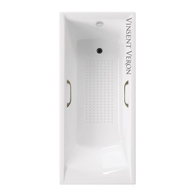 Чугунная ванна Vinsent Veron Devon 180x75x45 с квадратными бронзовыми ручками и антискользящим покрытием