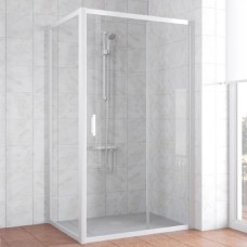 Душевой уголок Vegas Glass ZP+ZPV 100*80 01 01 профиль белый, стекло прозрачное 