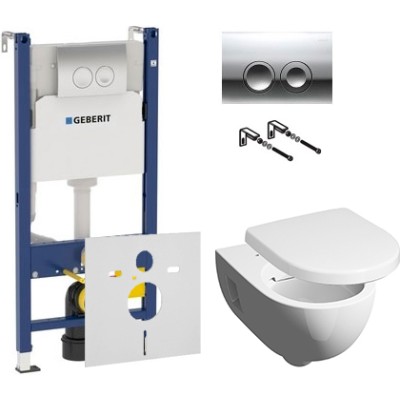 Комплект Инсталляция Geberit Duofix Delta 3 в 1 с кнопкой хром + Унитаз Keramag Renova Nr.1 + Шумоизоляция